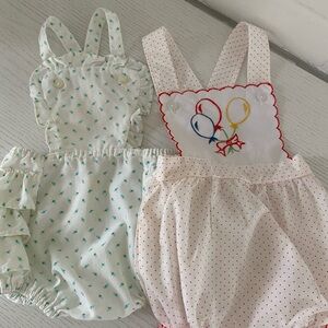 baby girl size 3-6 months 1970 classic summer lightweight suspender rompers